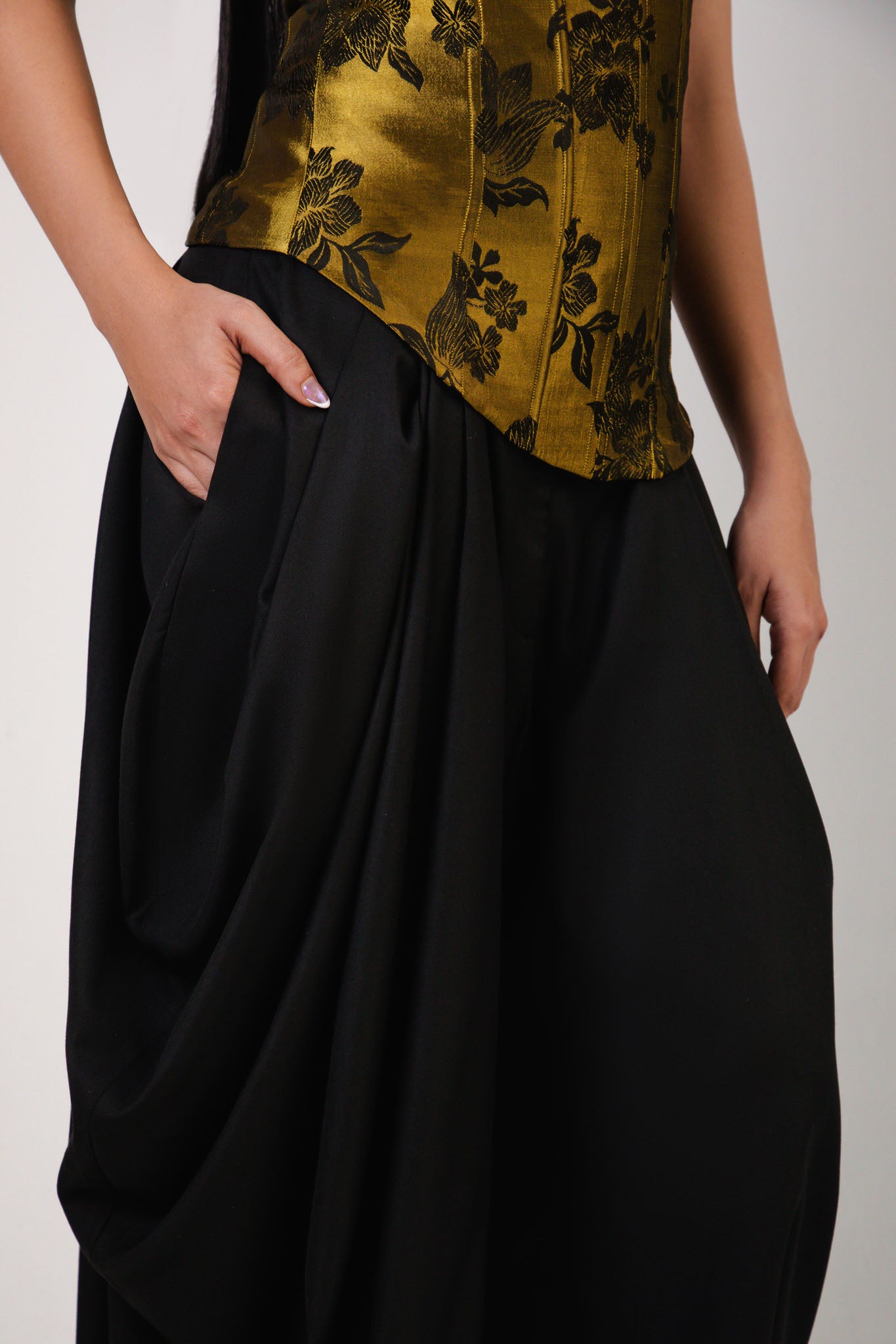 Black Draped Pants