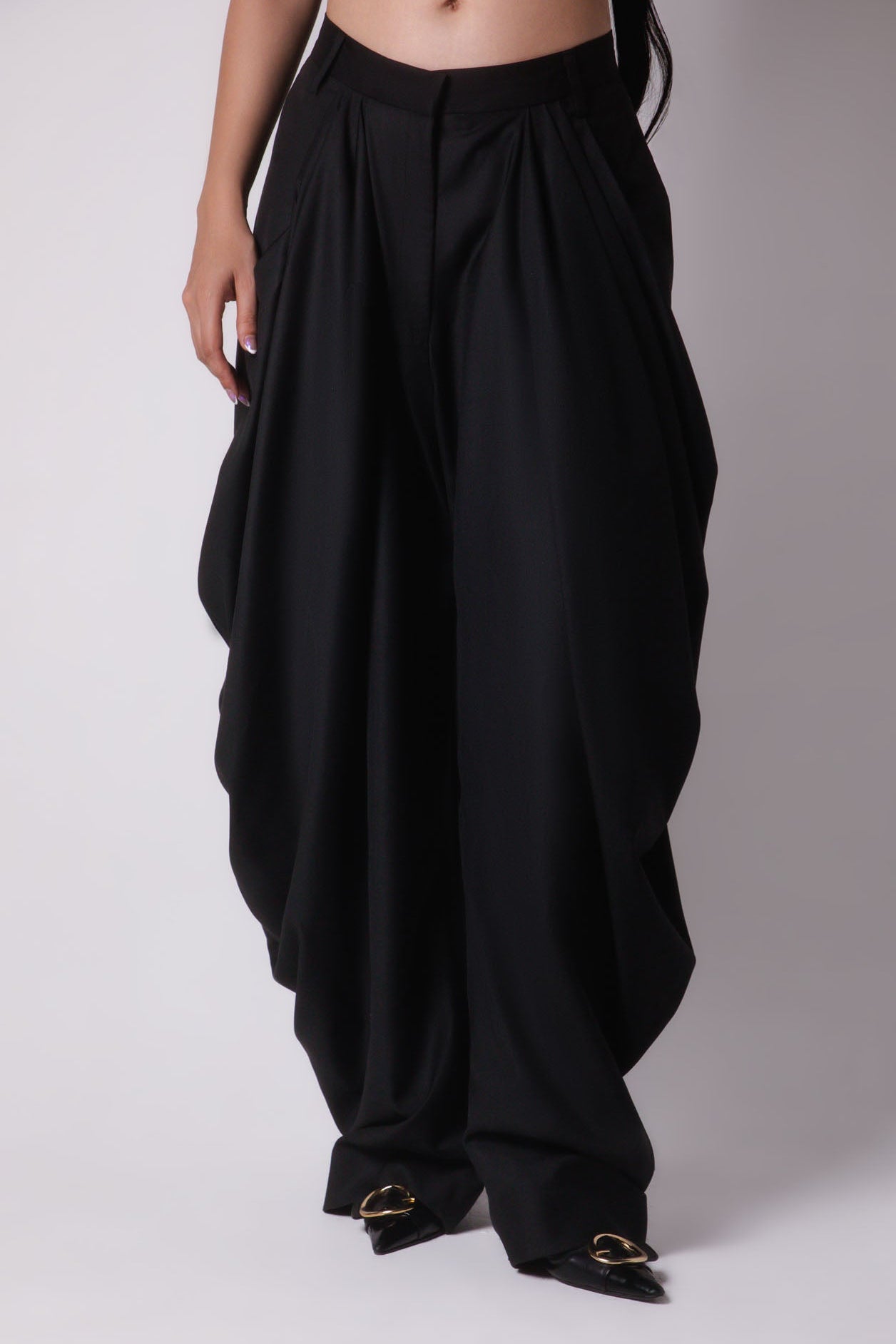 Black Draped Pants
