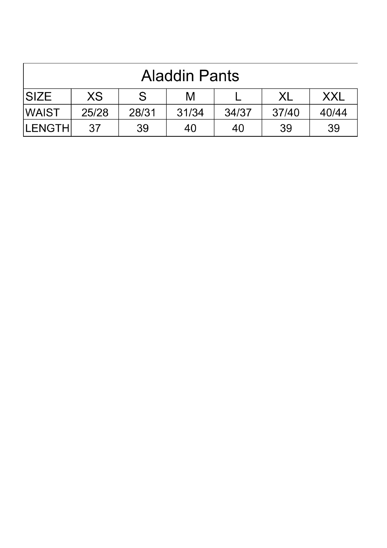 Size Chart