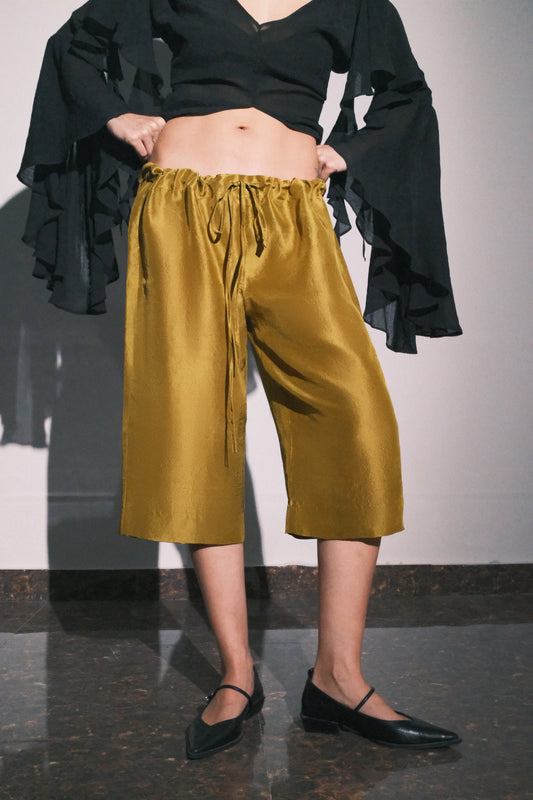 Silk Cropped Pants