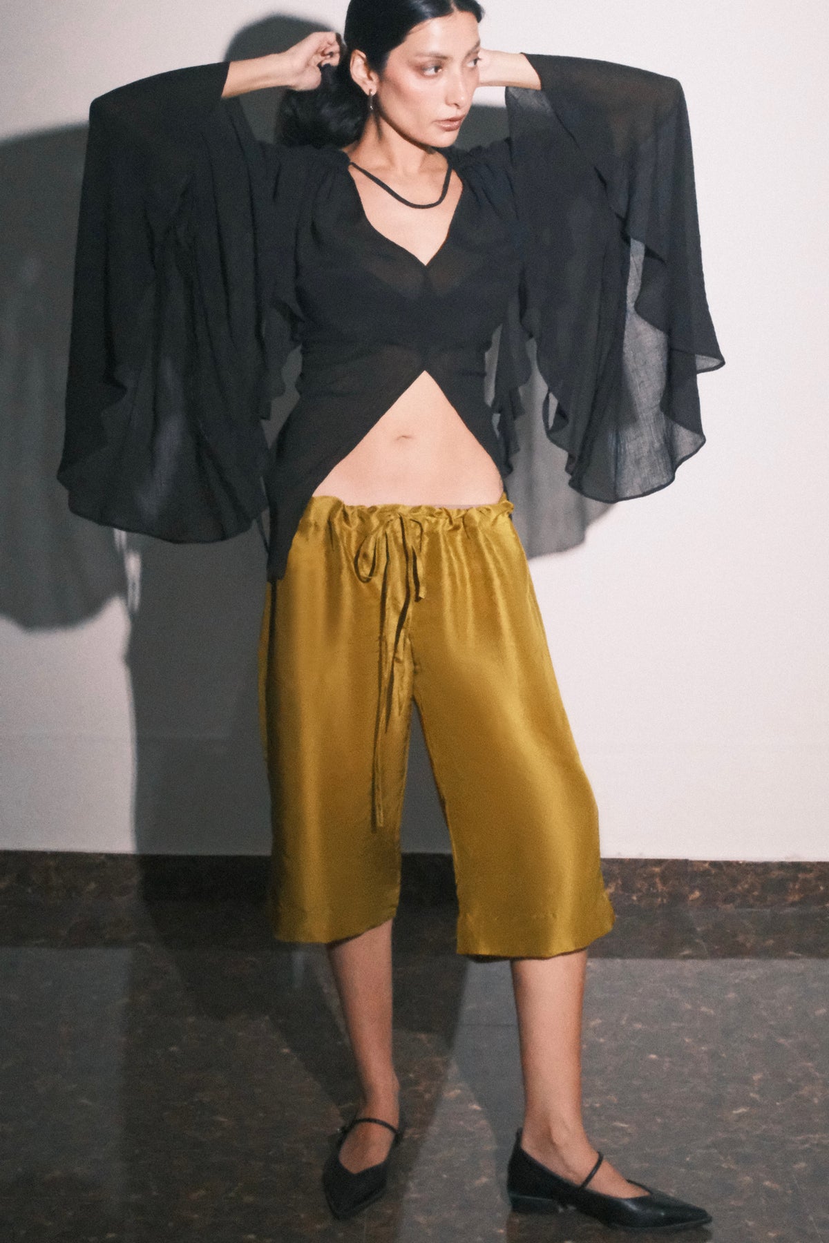 Silk Cropped Pants