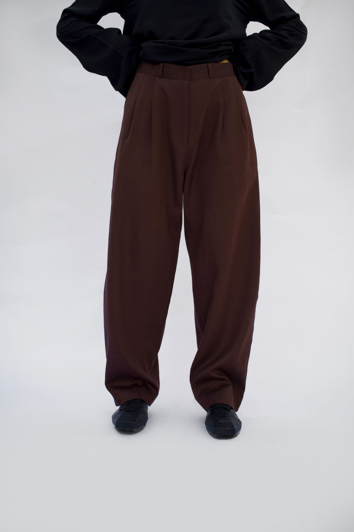 Brown Pleated Pants