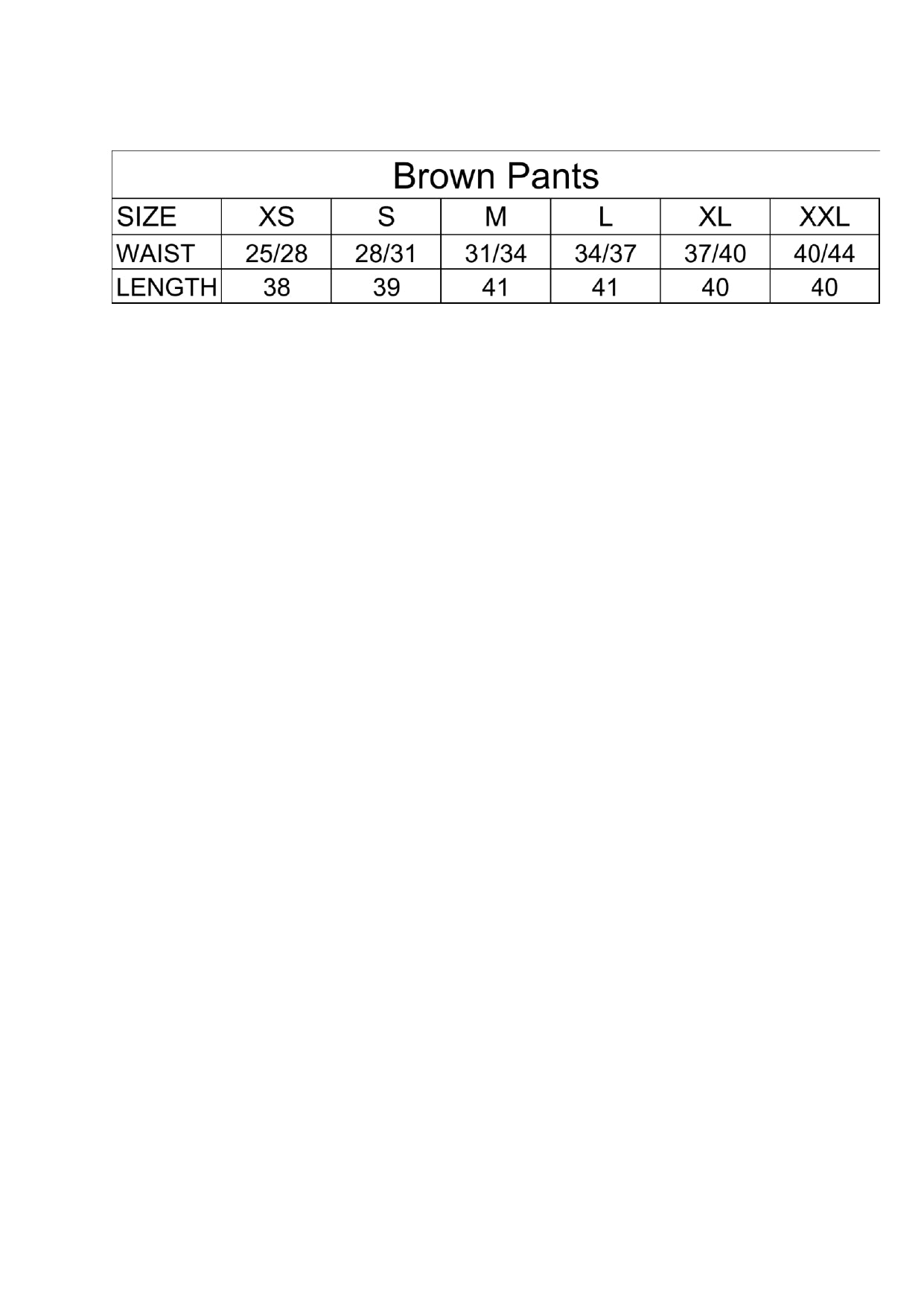 Size Chart